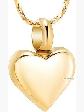 Stainless Steel Heart Urn Necklace for Ashes Memorial Keepsake Pendant